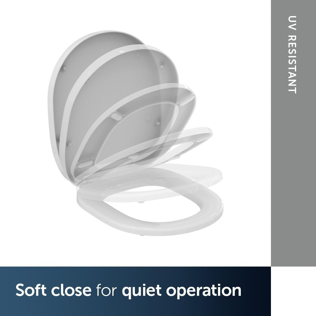 Connect Toilet Seat Round White Wrapover Soft Close Durable Duroplast