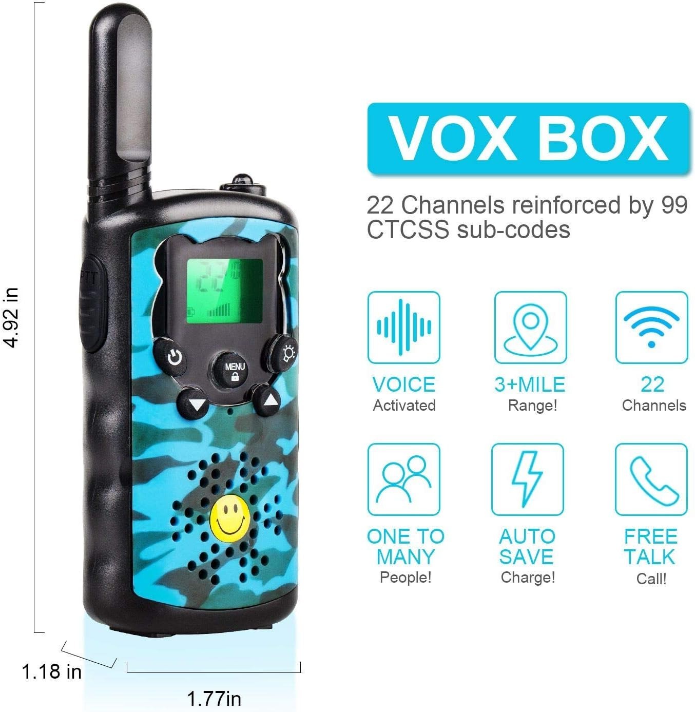 Kids & Adults Walkie Talkies 4 Mile Long Range 8 Channel 2 Way Radios