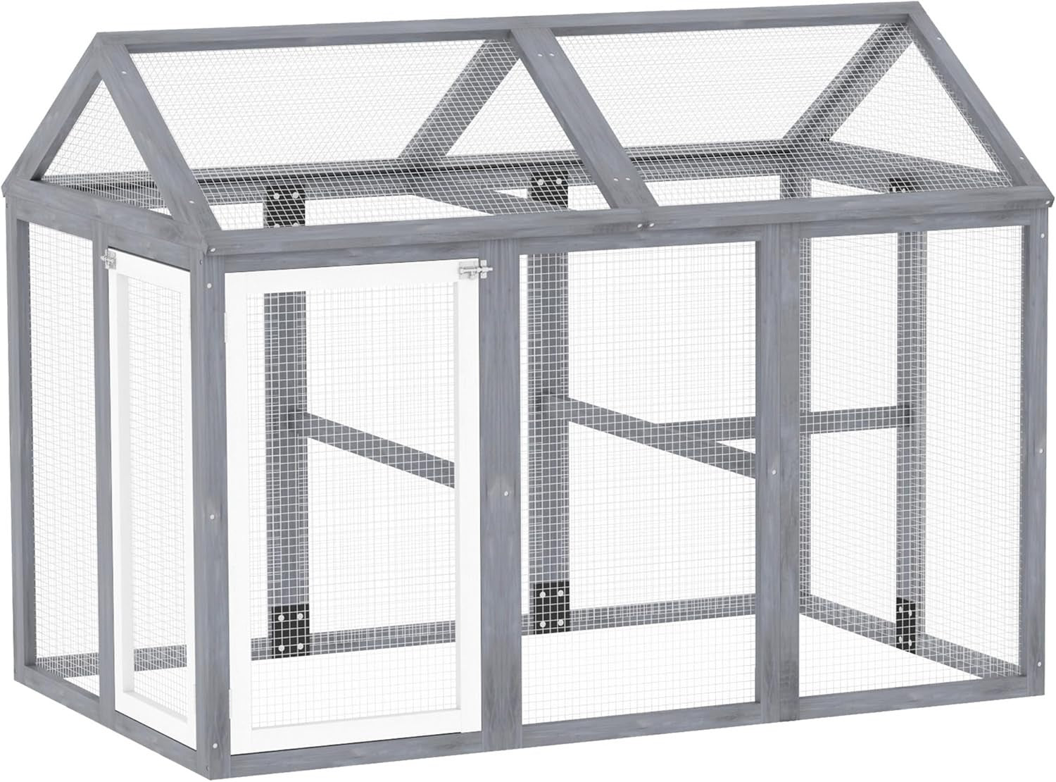 Grey Wooden Chicken Run Outdoor Modular Pet Enclosure Lockable 1–3 Hens
