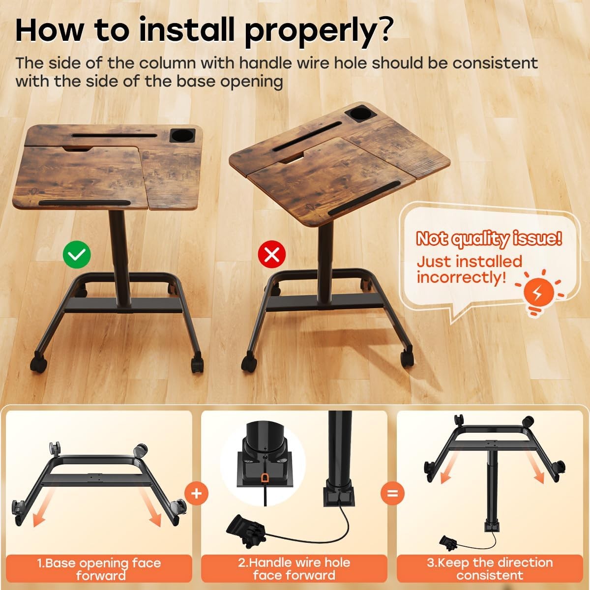 Rolling Standing Laptop Desk Height Adjustable with Wheels Sofa Workstation