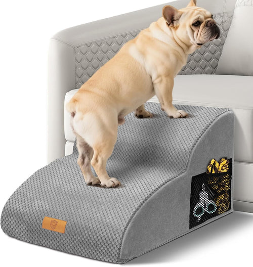 Grey 2 Step Dog Ramp Stairs with Pocket Non Slip 55x40x30cm