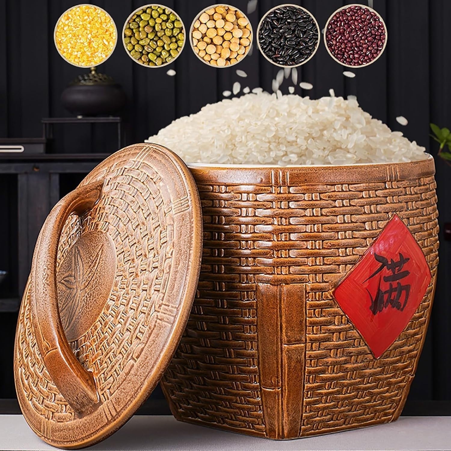 10KG Grain Storage Jar Large Capacity Rice Dispenser Food Container