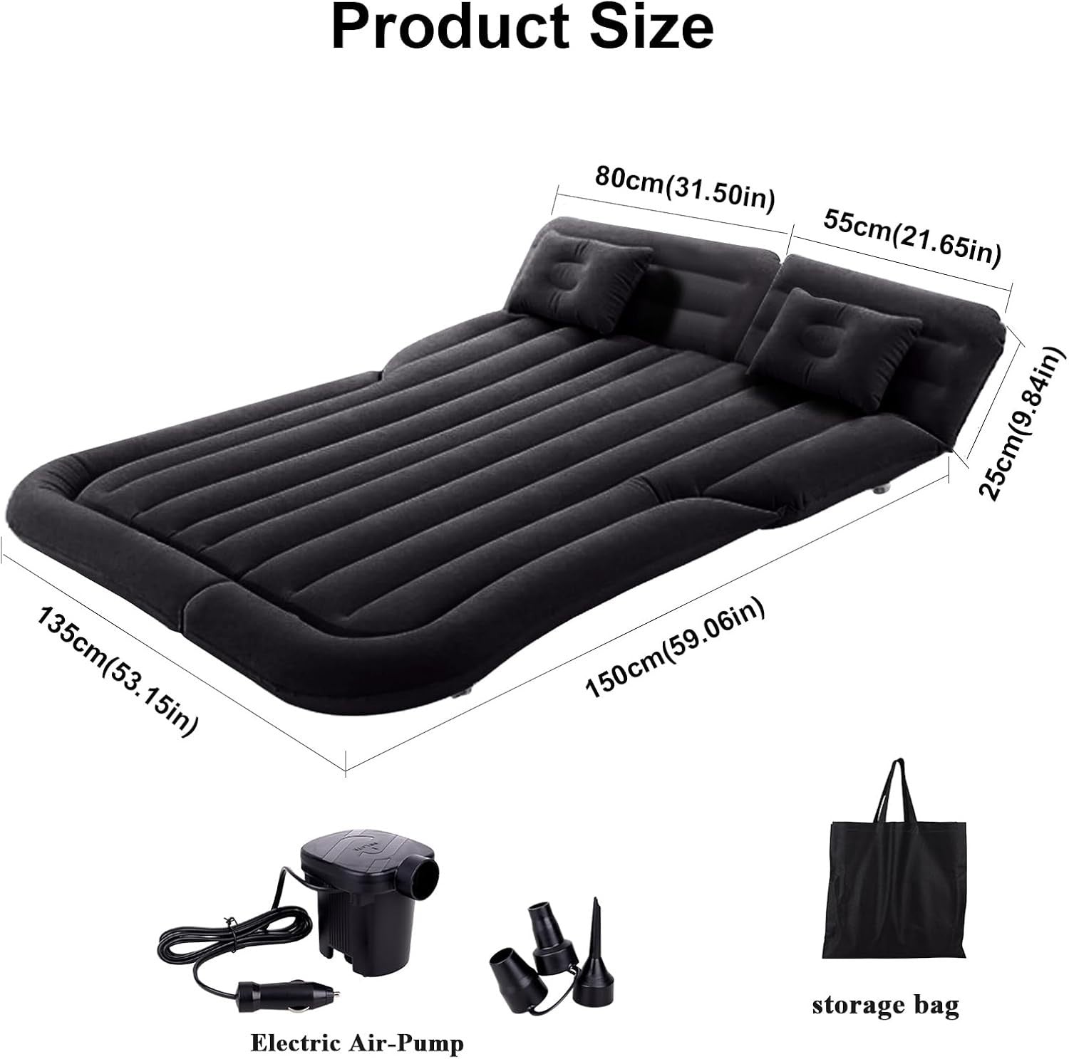Large SUV Truck Inflatable Car Mattress 175×135×15CM with Pump