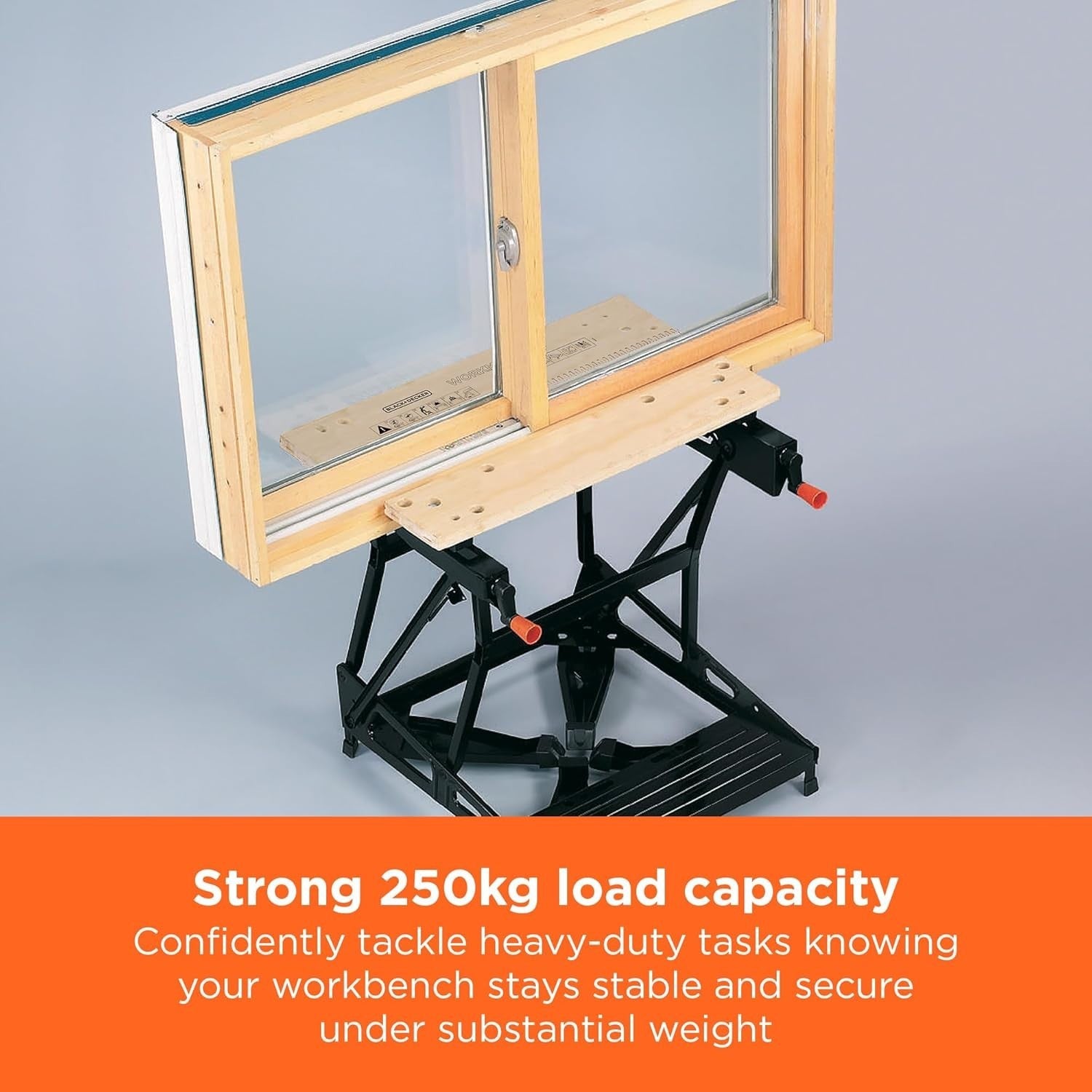 Dual-Height Folding Workbench with Steel Frame Clamp System & Anti-Slip Feet