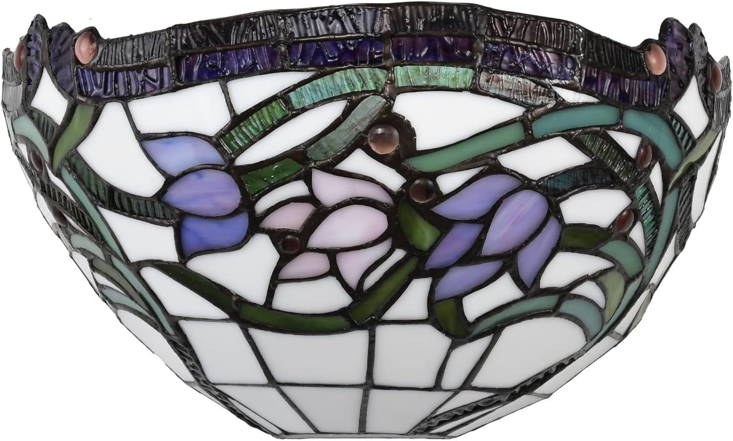 Stained Glass Wall Light Tiffany Style 7x13 Inch Elegant Vintage Lamp
