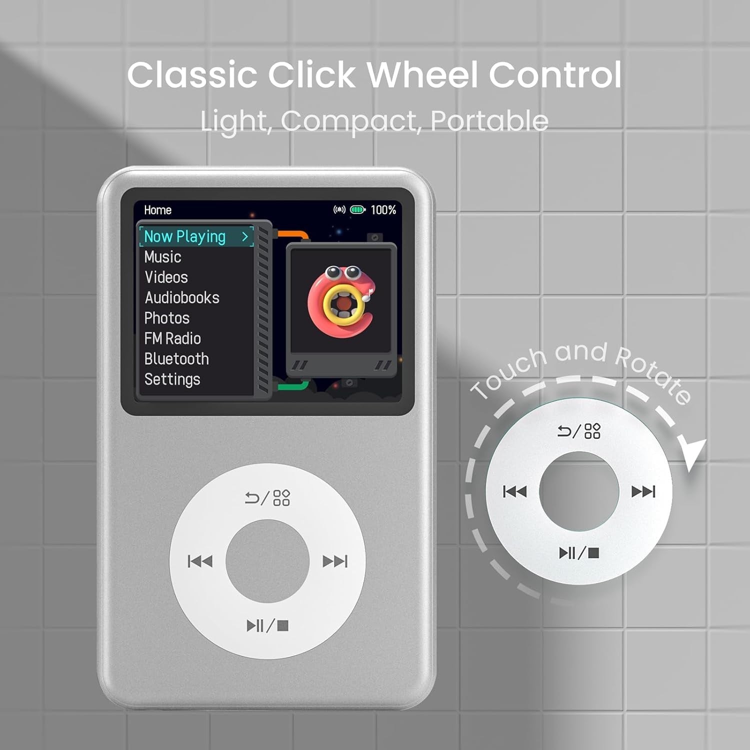 128GB Kids MP3 Player Bluetooth Touch Screen FM Silver