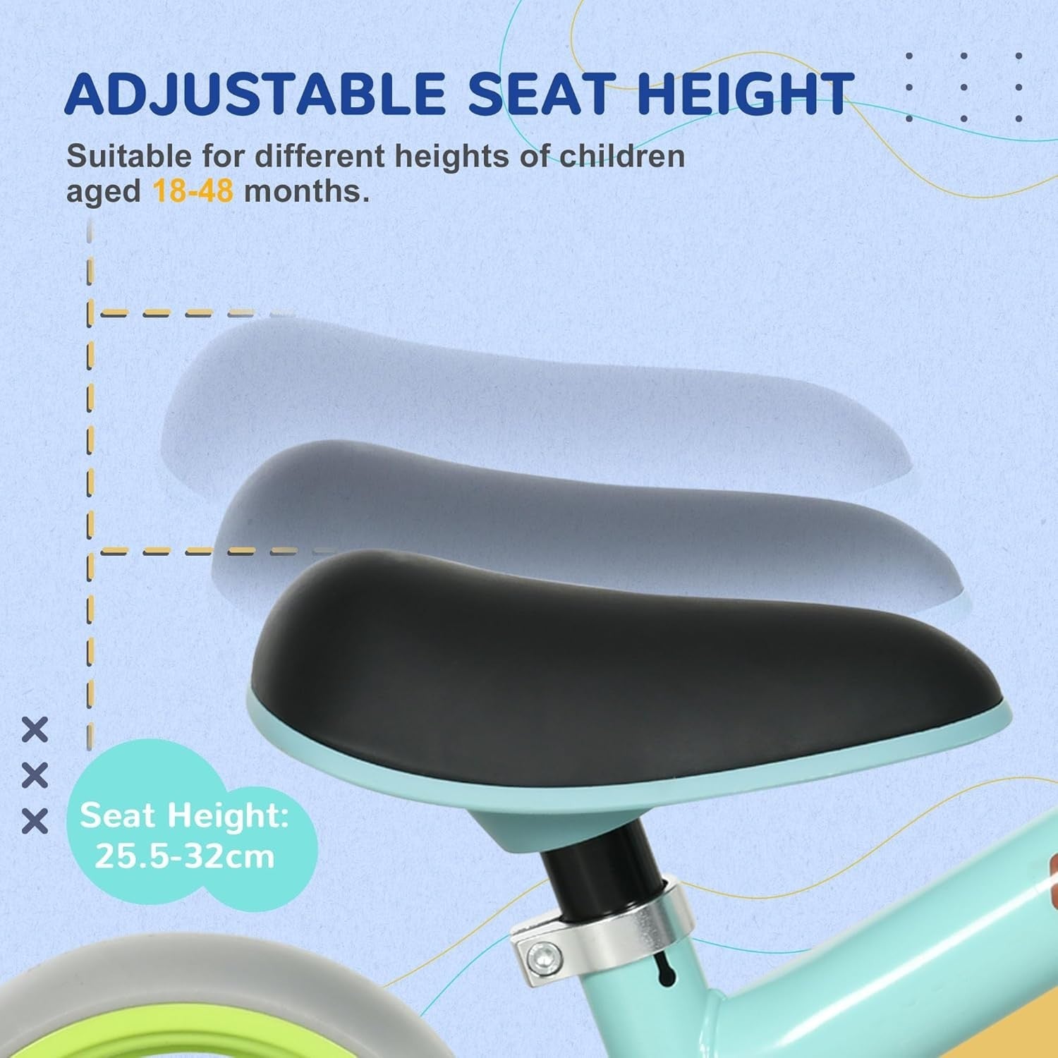 Baby Balance Bike 8 Inch Adjustable Seat Toddler Training Bike 18-48M