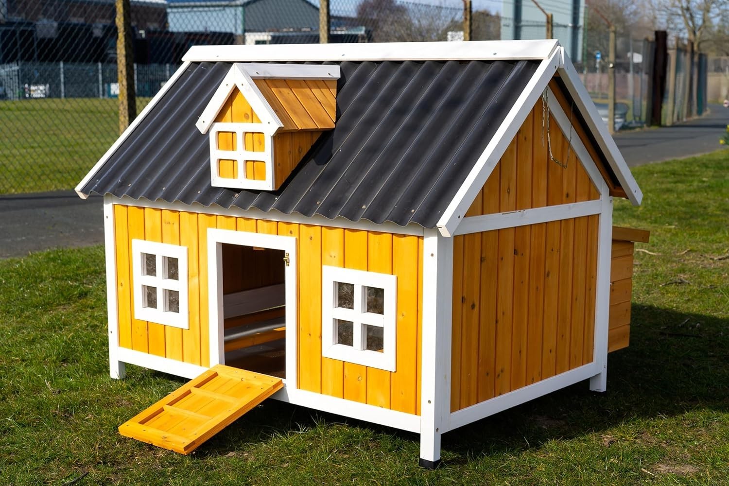 Large Wooden Chicken Coop 115cm ECO Roof Hen House 7 Birds