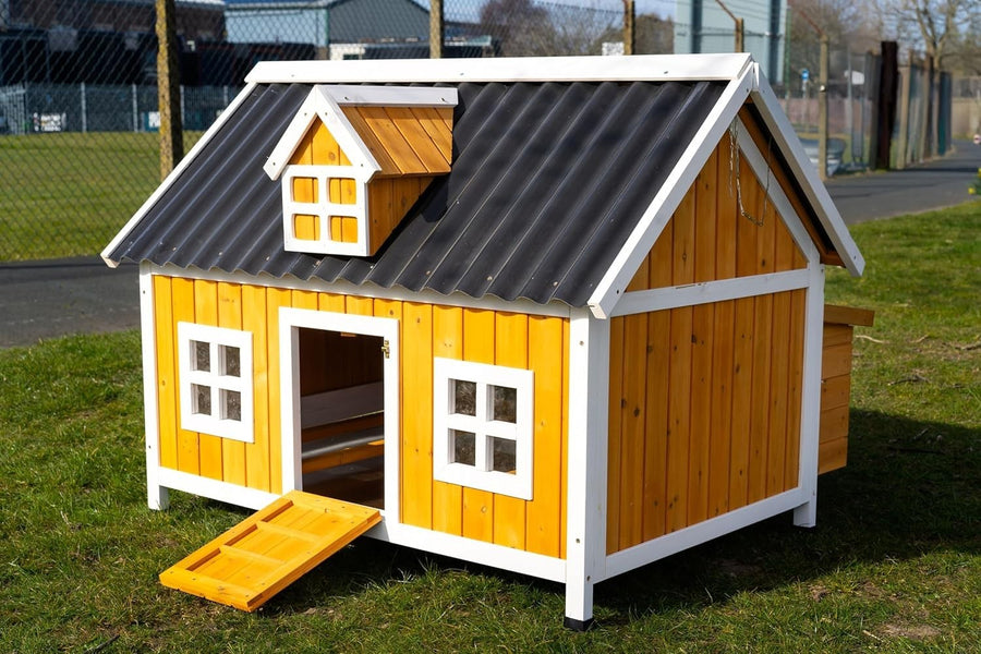 Large Wooden Chicken Coop 115cm ECO Roof Hen House 7 Birds