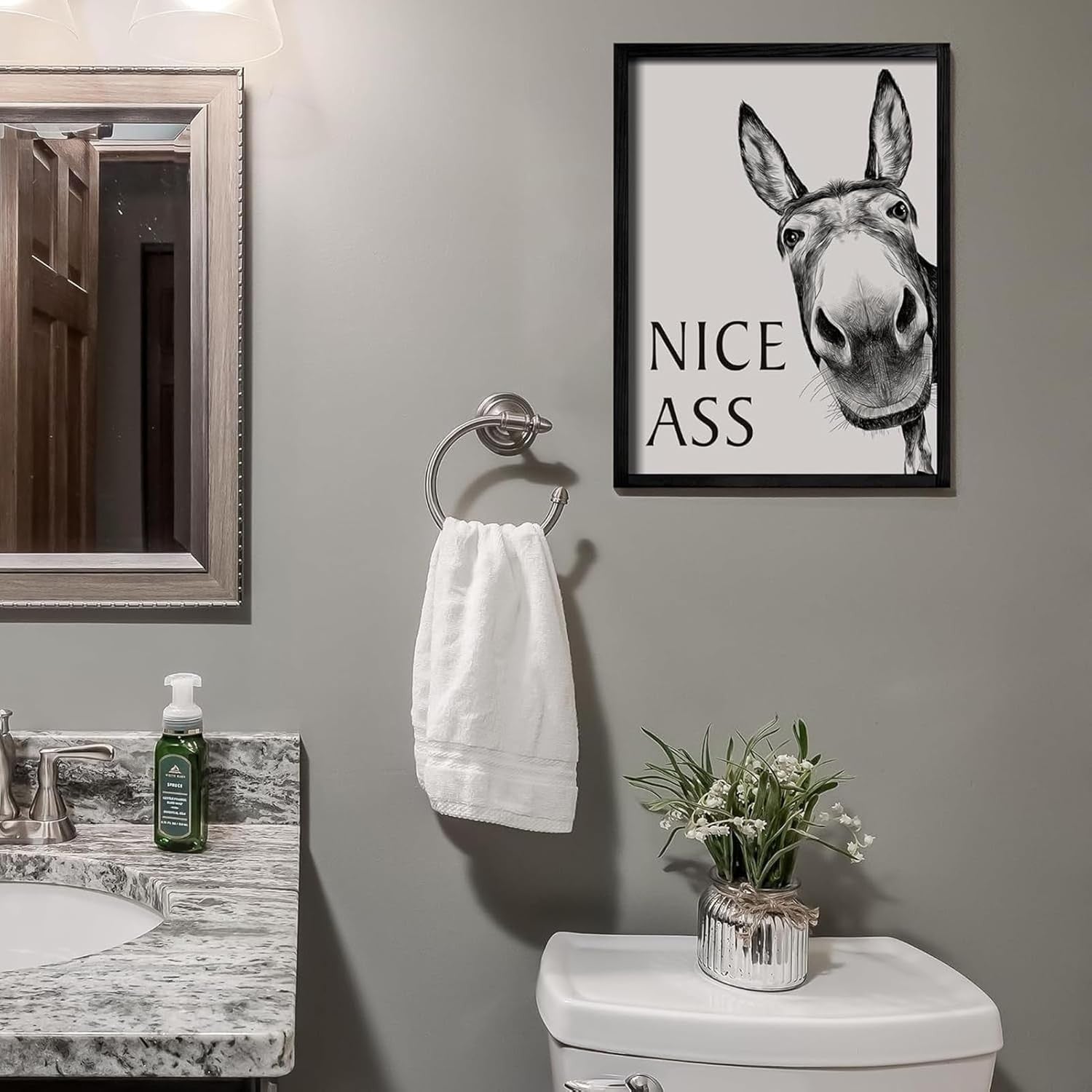 Funny Donkey Canvas Wall Art 12x16 in Black White Animal Quote Decor