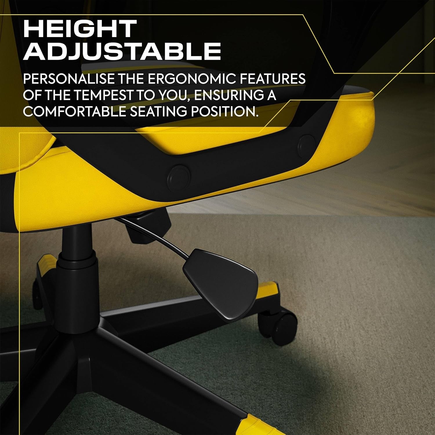 Ergonomic Gaming Chair High Back Wide Seat Yellow