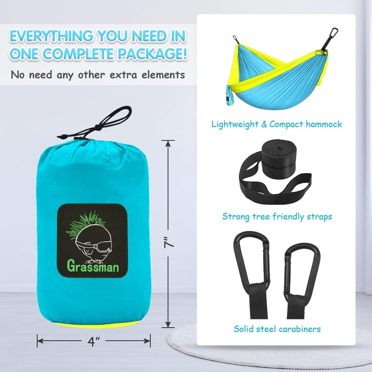Kids Camping Hammock with Straps | Lightweight Portable Indoor Outdoor Swing