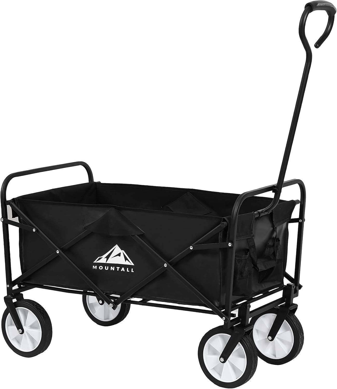Black Heavy Duty Folding Garden Wagon 90L Festival Camping Trolley 90kg Capacity