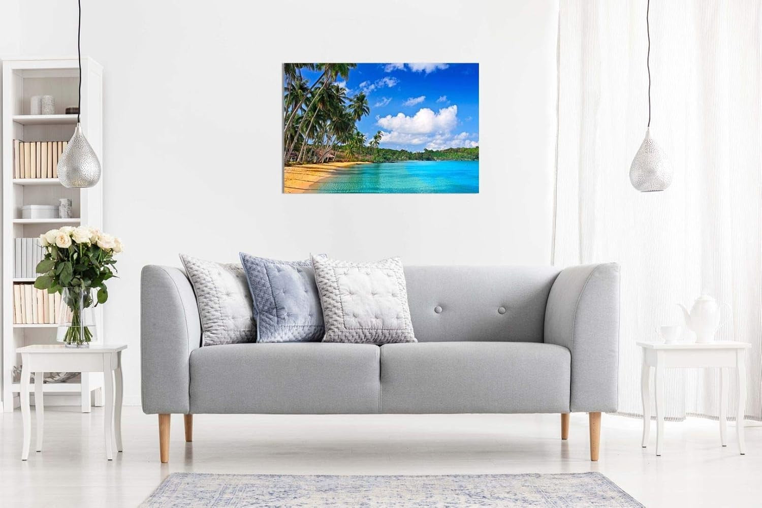 Paradise Tropical Beach Canvas Wall Art Palm Trees Ocean Picture 18x12