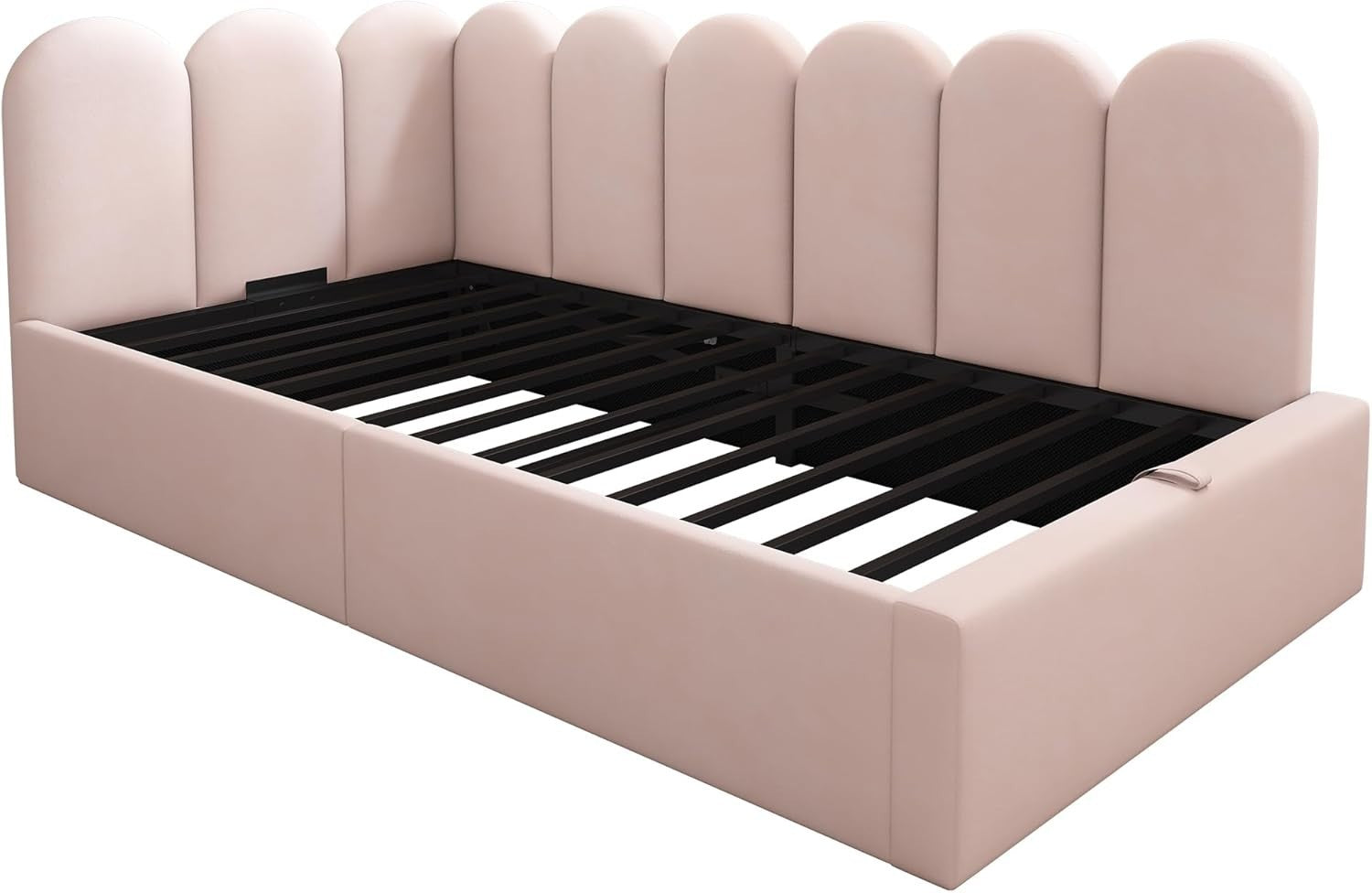 Single Sofa Bed with Storage Pink Velvet 3FT Daybed Kids Room 90x190cm