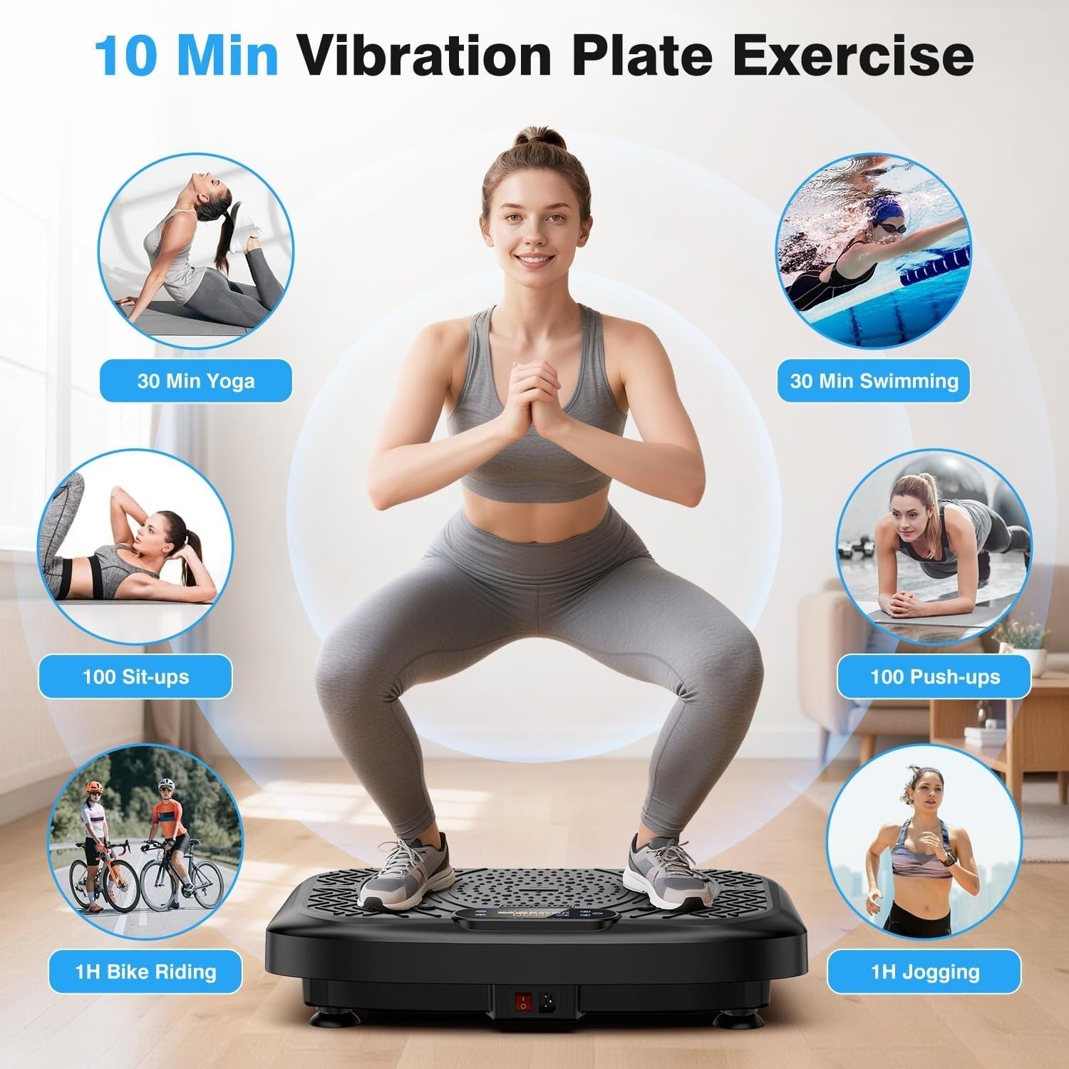 Vibration Plate Exercise Machine 199 Speeds 7 Modes 220KG Bluetooth