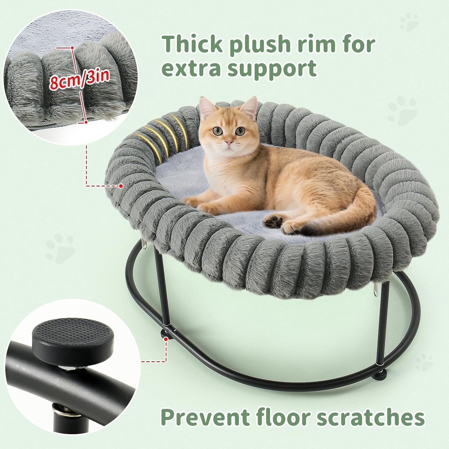 Elevated Cat Bed Raised Pet Hammock Sofa Metal Frame Washable Cushion