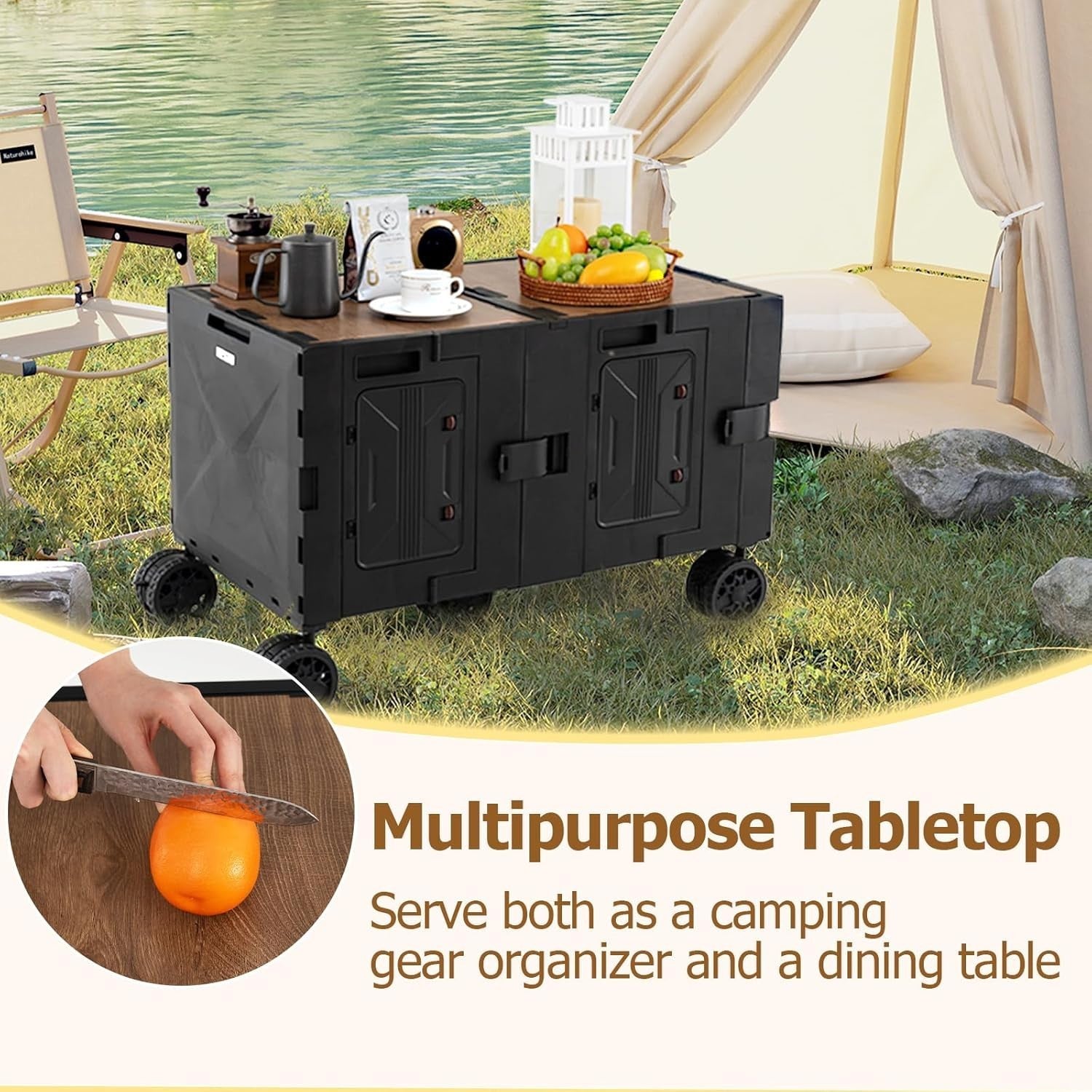 Black 150L Folding Shopping Trolley Collapsible Wagon Cart w/ Telescopic Handle