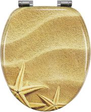 Patterned MDF Wooden Soft Close Toilet Seat Durable O Shape 43.5x37.5cm