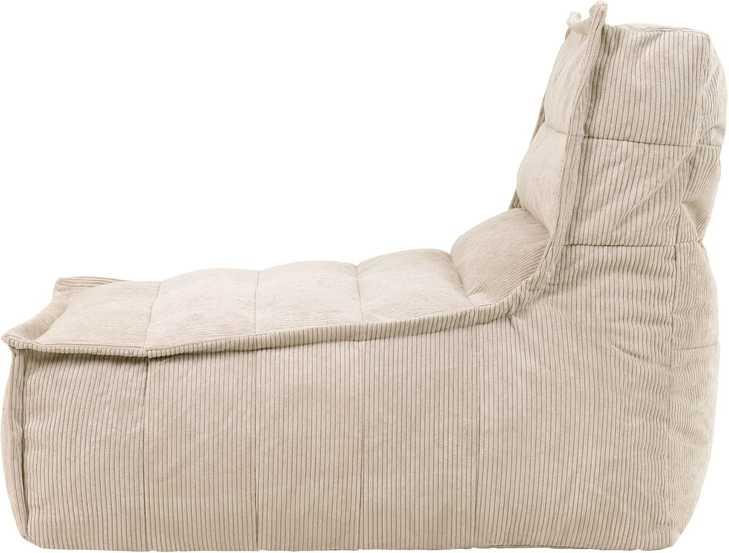 Beige Corduroy Lounge Bean Bag Chair | Comfy Large Seat for Living Room