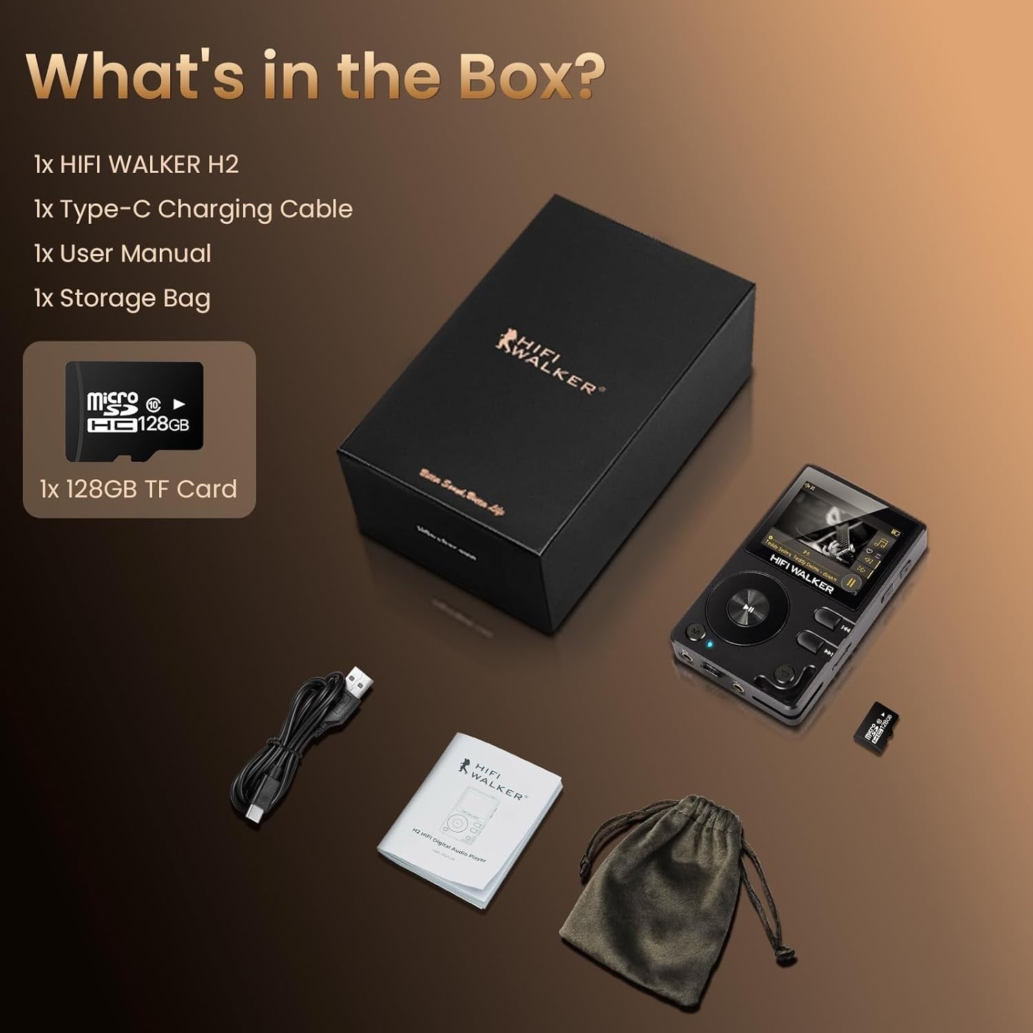 Bluetooth 5.2 Music Player 128GB Expandable Lossless FLAC DSD Audio Portable