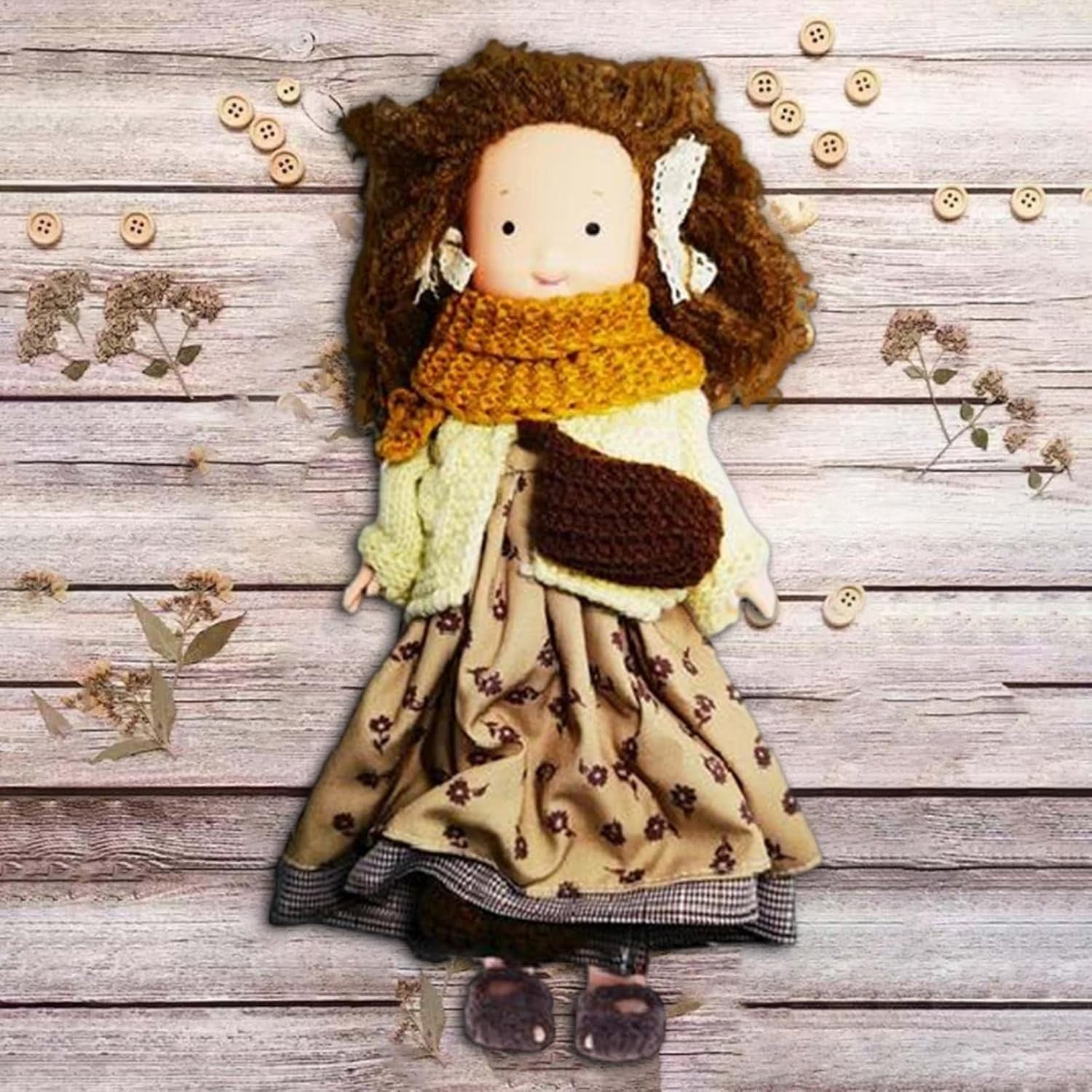 26cm Waldorf Style Handmade Rag Doll Plush Styling Hair Eco Gift Kids