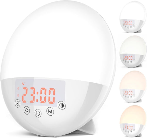 White Sunrise Wake Up Light Alarm Clock 10000 Lux Dual Alarm Sleep