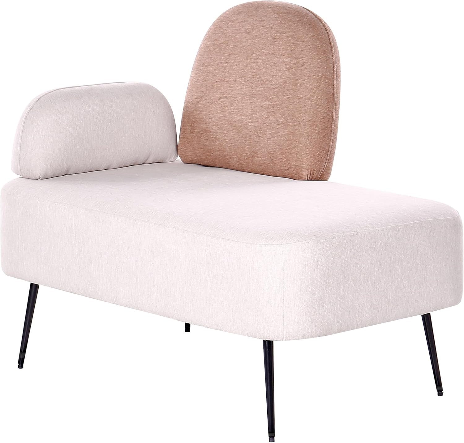 Minimalist Left Hand Chaise Lounge Beige Brown Upholstered Metal Legs Durable