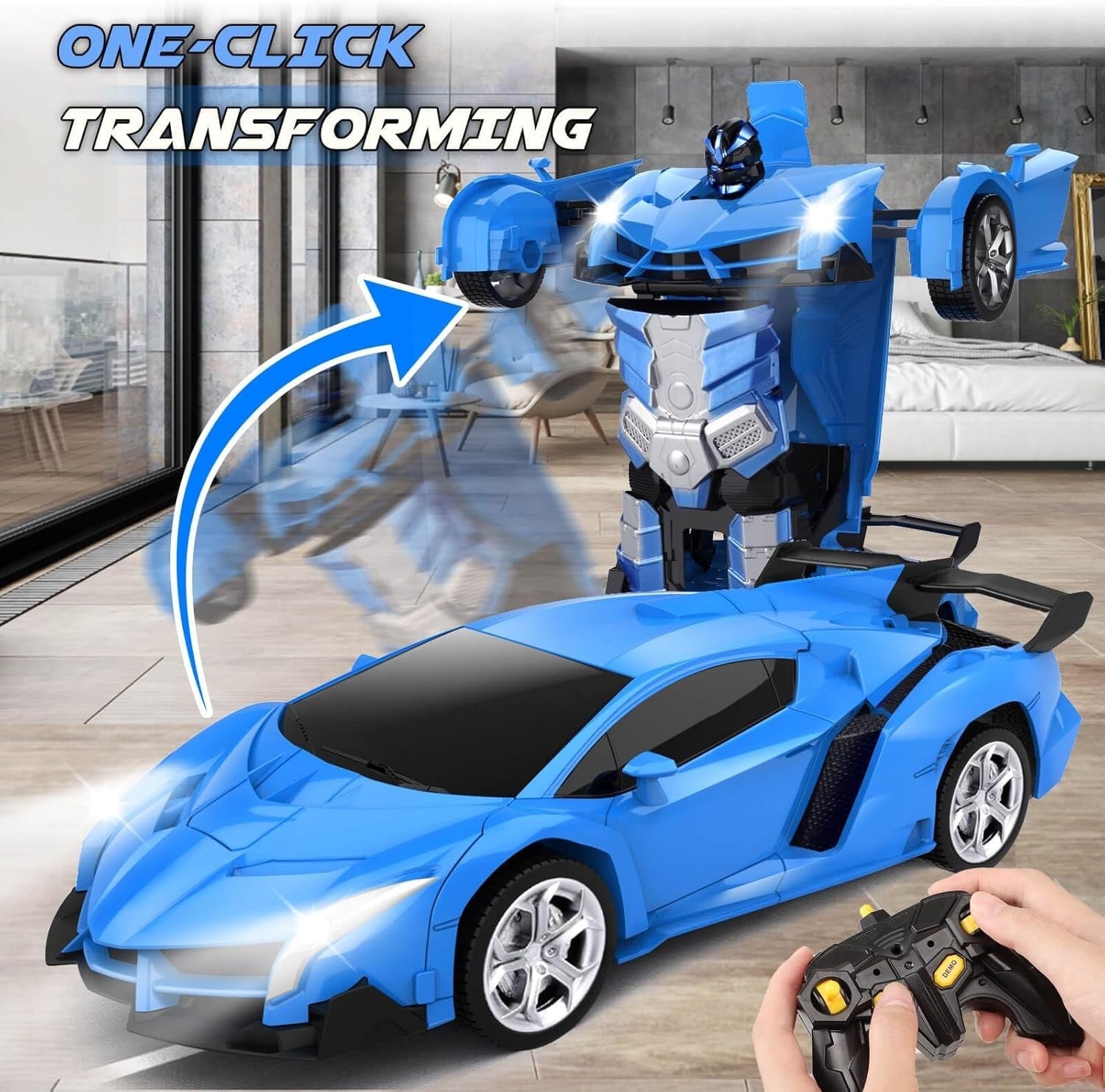 2 in 1 Transforming RC Car Robot Toy 360° Spin Remote Control Car for Kids 3-8