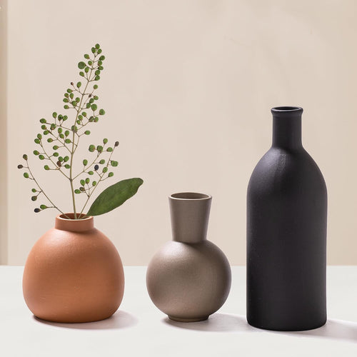 Ceramic Vase Set of 3 Modern Boho Decor Pampas Grass Table Shelf Display