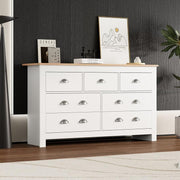 White Oak Sideboard Storage Cabinet 7 Drawer Buffet Table Unit Modern