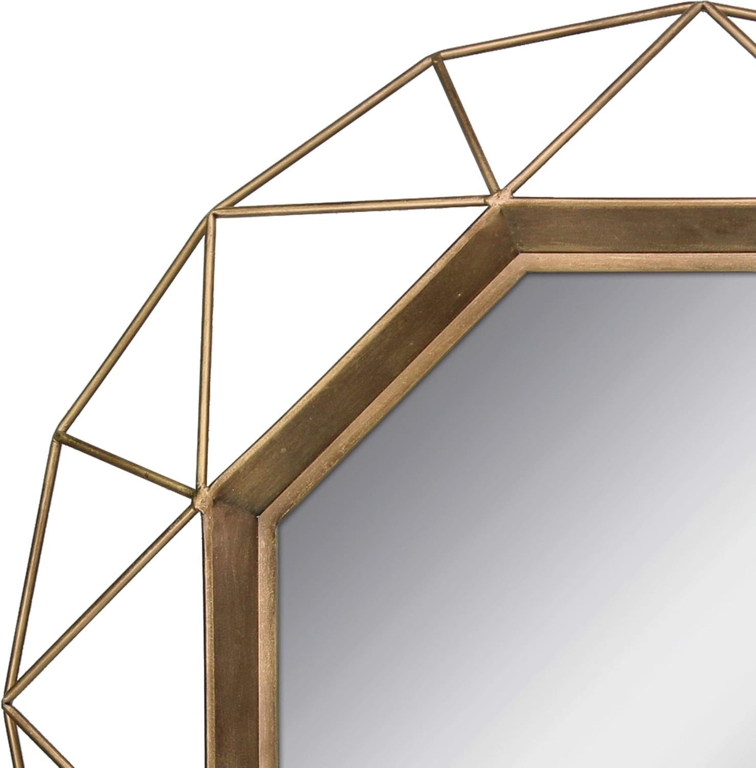28" Gold Geometric Wall Mirror Modern Metal Frame for Bathroom Living Room