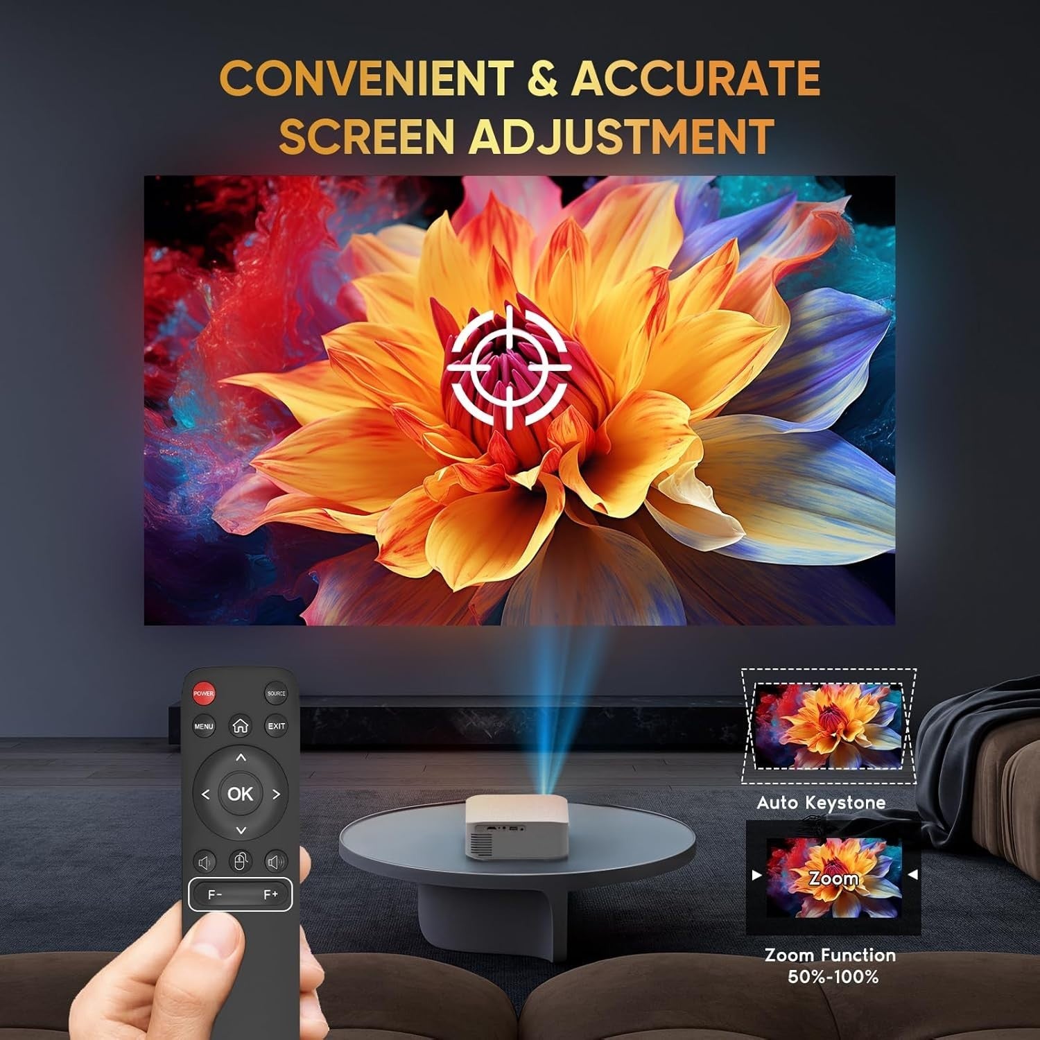 Short Throw Smart Projector 1080P 4K Support WiFi 6 Bluetooth Apps
