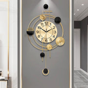 39×71cm Gold Modern Pendulum Wall Clock – Silent Quartz Large Decorative Clock