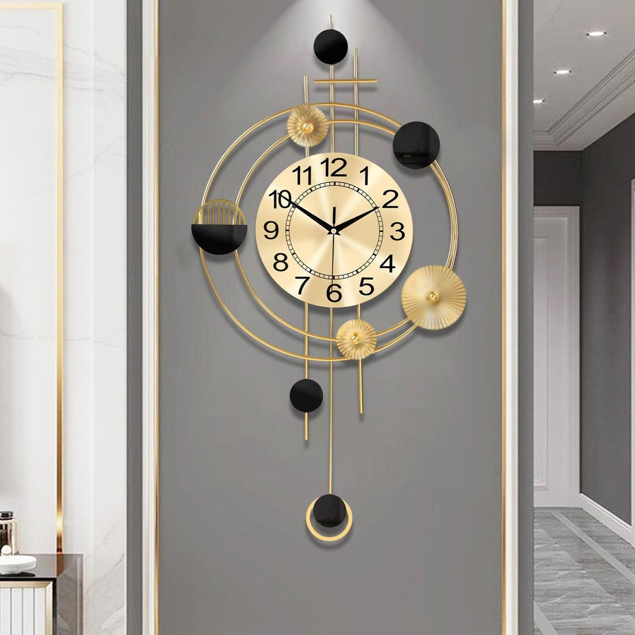 39×71cm Gold Modern Pendulum Wall Clock – Silent Quartz Large Decorative Clock