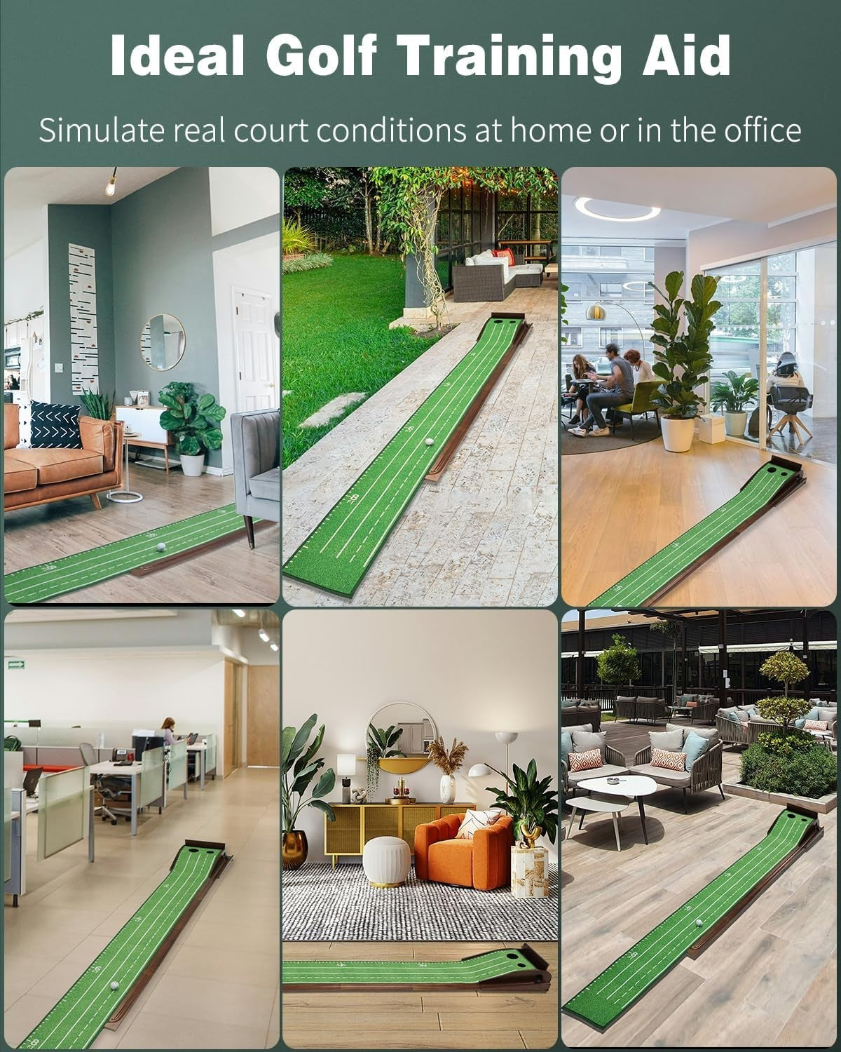 Indoor Golf Putting Green Mat Auto Ball Return 9ft Practice Trainer