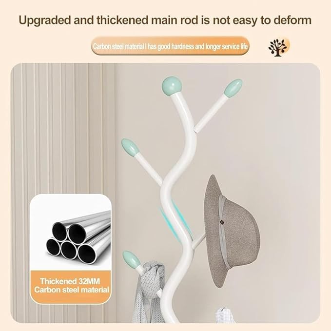 Luxury Black Metal Coat Rack Stand | Freestanding Tree Hall Stand with Marble