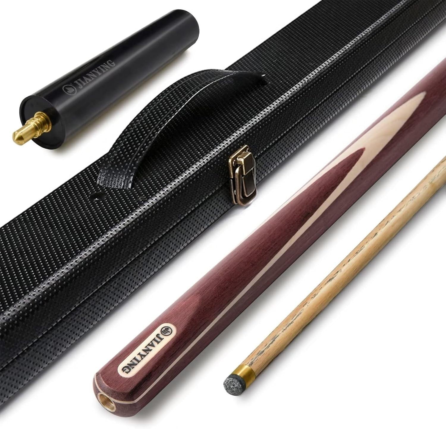 57" 3/4 Jointed Ash Snooker Pool Cue 10mm Tip Extension Hard Case