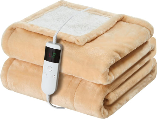 Electric Heated Blanket 130x160cm Sherpa Fleece 10 Heat Settings