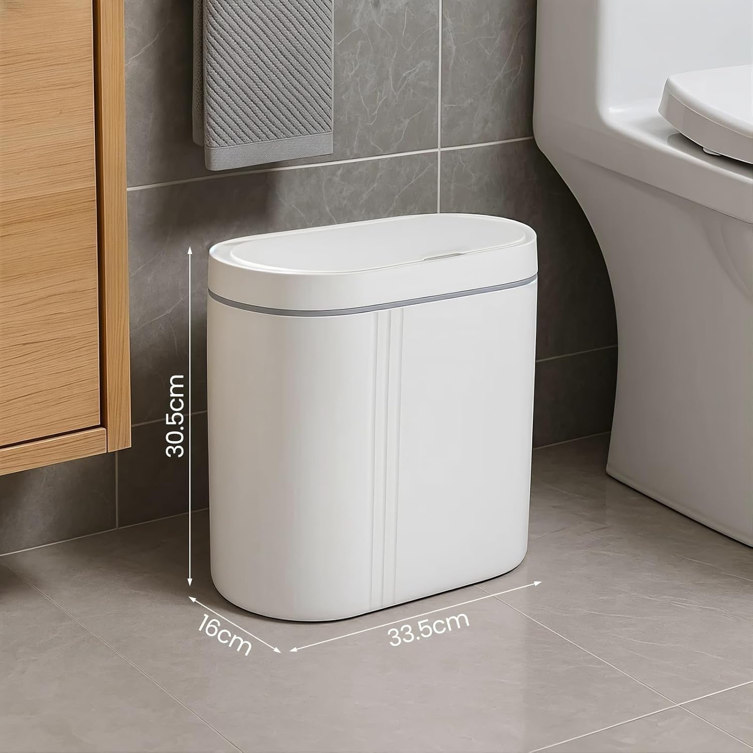 White 7.5L Automatic Sensor Bin Touchless Bathroom Kitchen