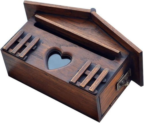Wall Mounted Wooden Suggestion Box Light Brown | Lockable Mail Organizer