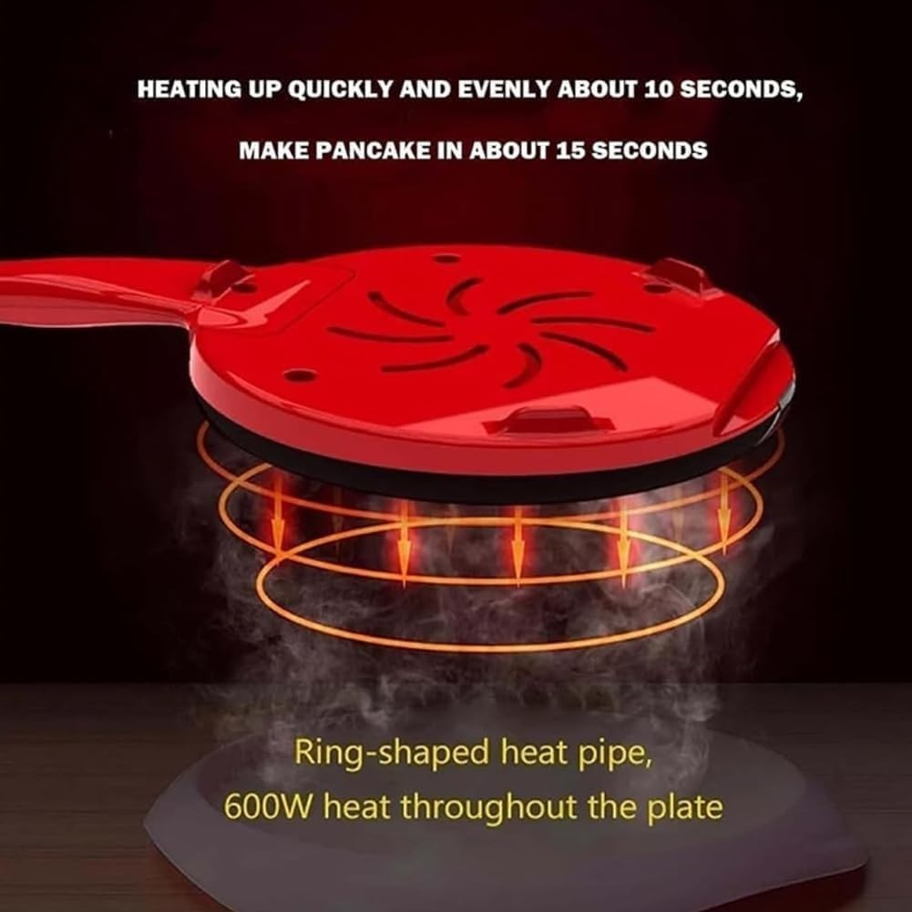 600W Portable Electric Crepe Maker 20cm Non-Stick Pancake Machine