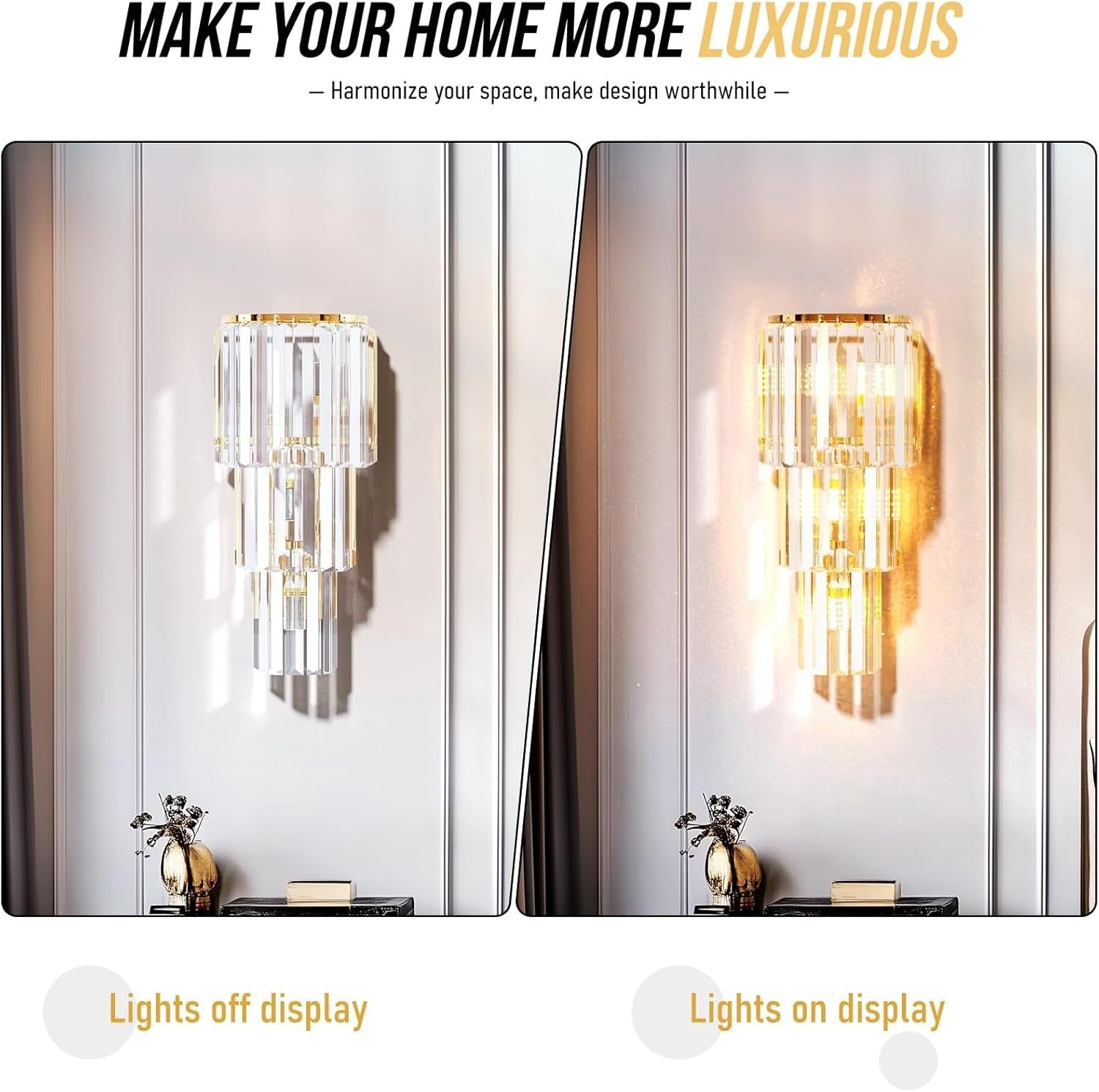 Gold Crystal Wall Light 3-Layer Sconce Modern Luxury Hallway Lamp