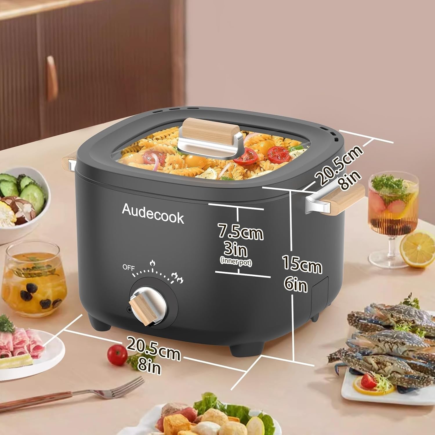 Electric Multi Cooker 2.5L Non-Stick Hot Pot for Ramen, Steak, Soup & More