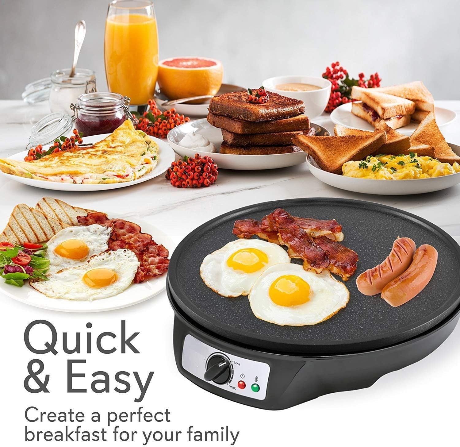 12" Electric Pancake Crepe Maker Non-Stick Hot Plate Adjustable Temp 1000W