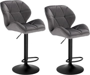 Swivel Bar Stools Set of 2 Adjustable Counter Chairs Dark Grey