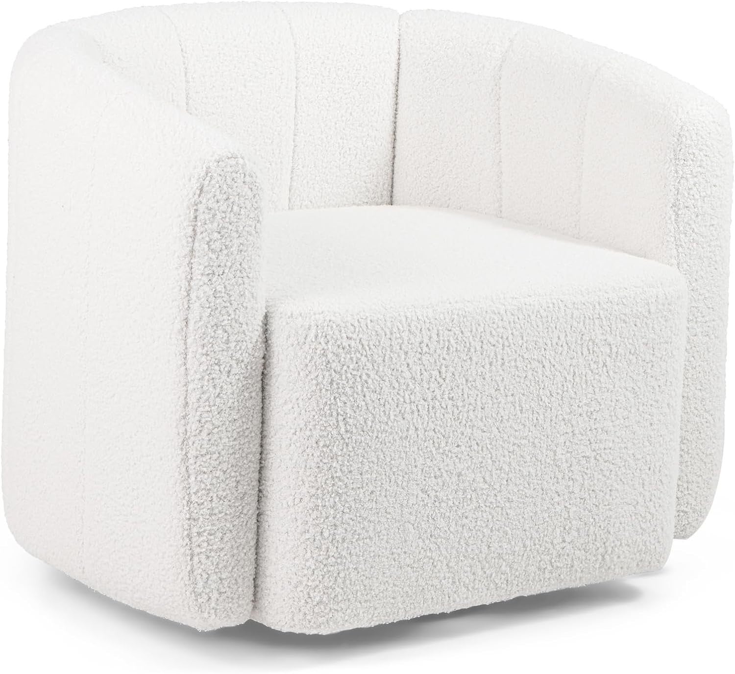 White Sherpa Swivel Accent Chair 360° Barrel Armchair Lounge Sofa