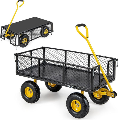 3-in-1 Heavy Duty Garden Cart 400kg Utility Wagon Flatbed w/ Removable Sides