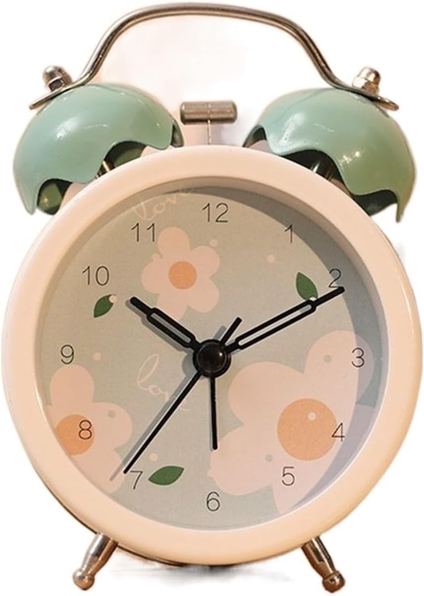 Mini Twin Bell Alarm Clock Loud Heavy Sleepers Silent Retro Bedside