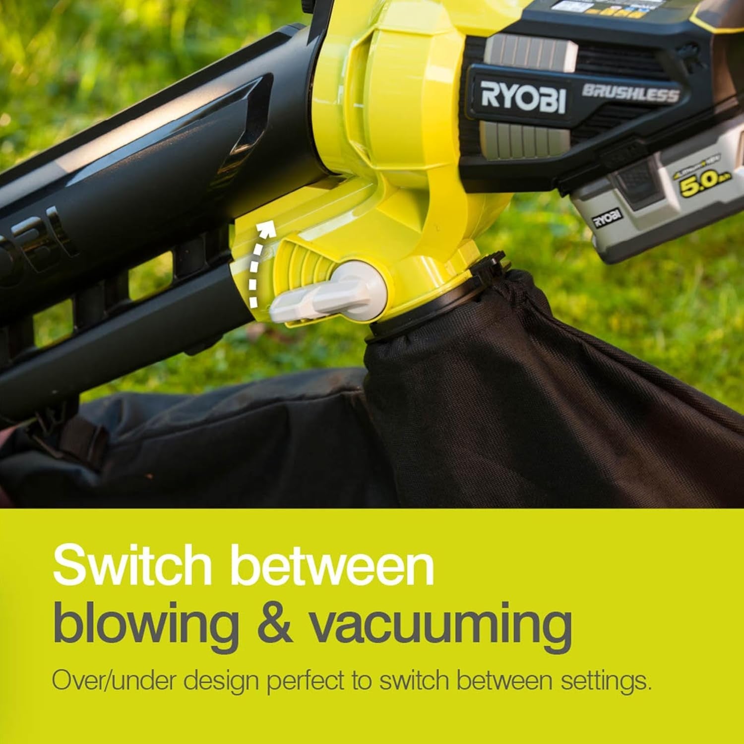 Cordless Leaf Blower Vacuum 18V Brushless 2-in-1 Garden Cleaner Body Only